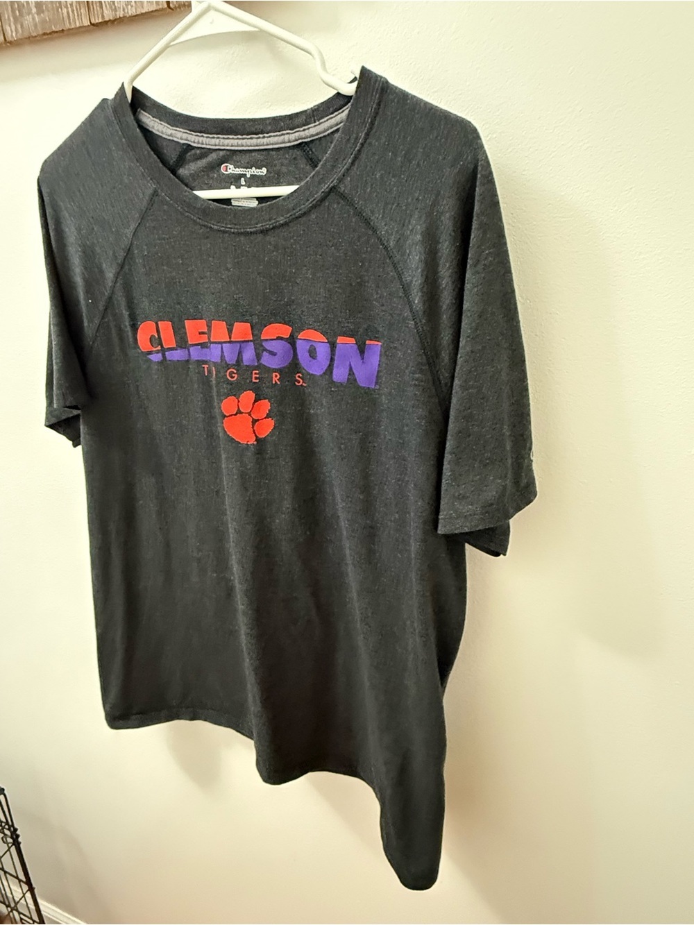 Champion Dark Gray Tee with Accent Logo Clemson Tigers College - Picture 3 of 7